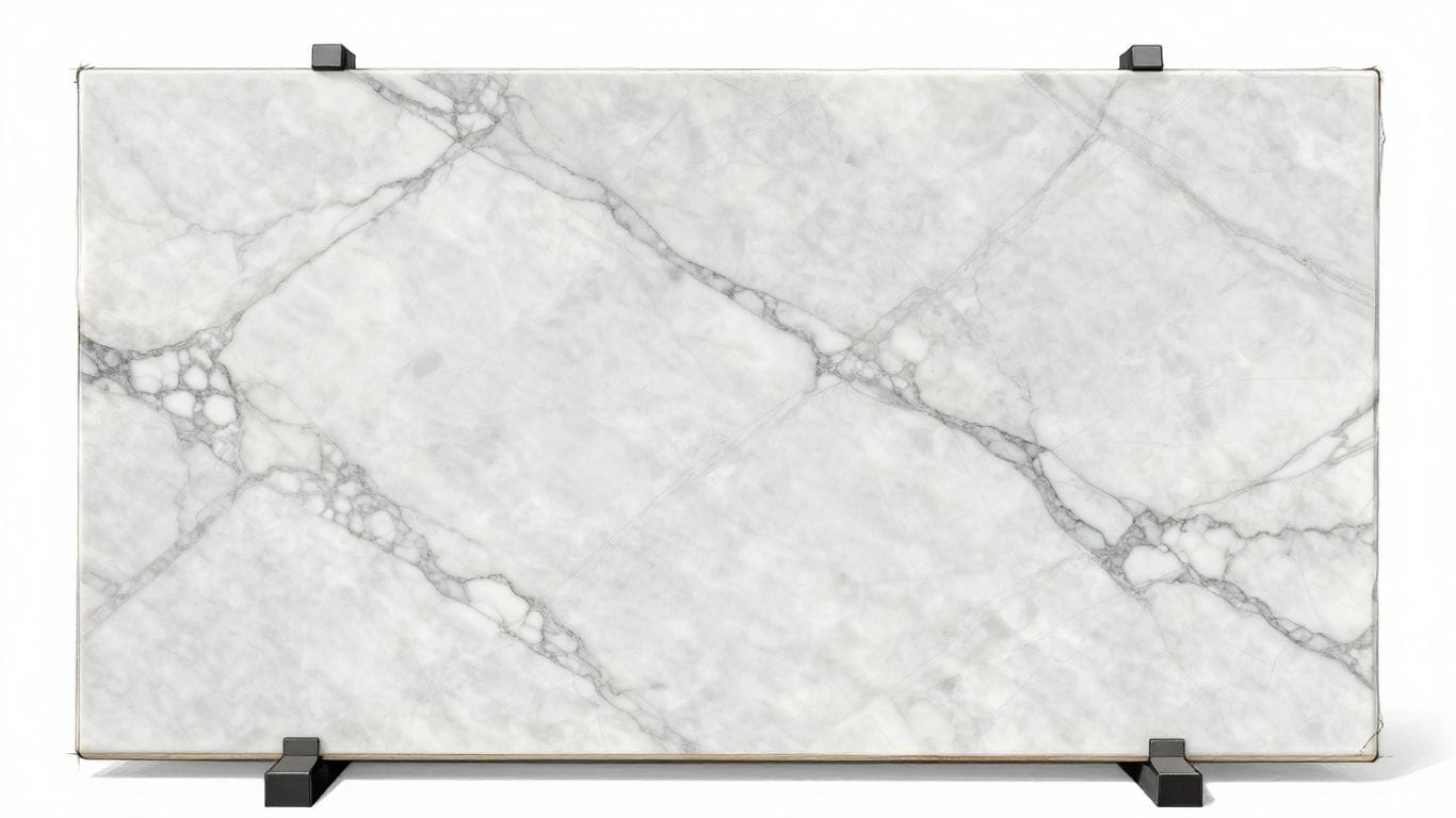 Bianco Dolomite marble slab sketch with grey veining.