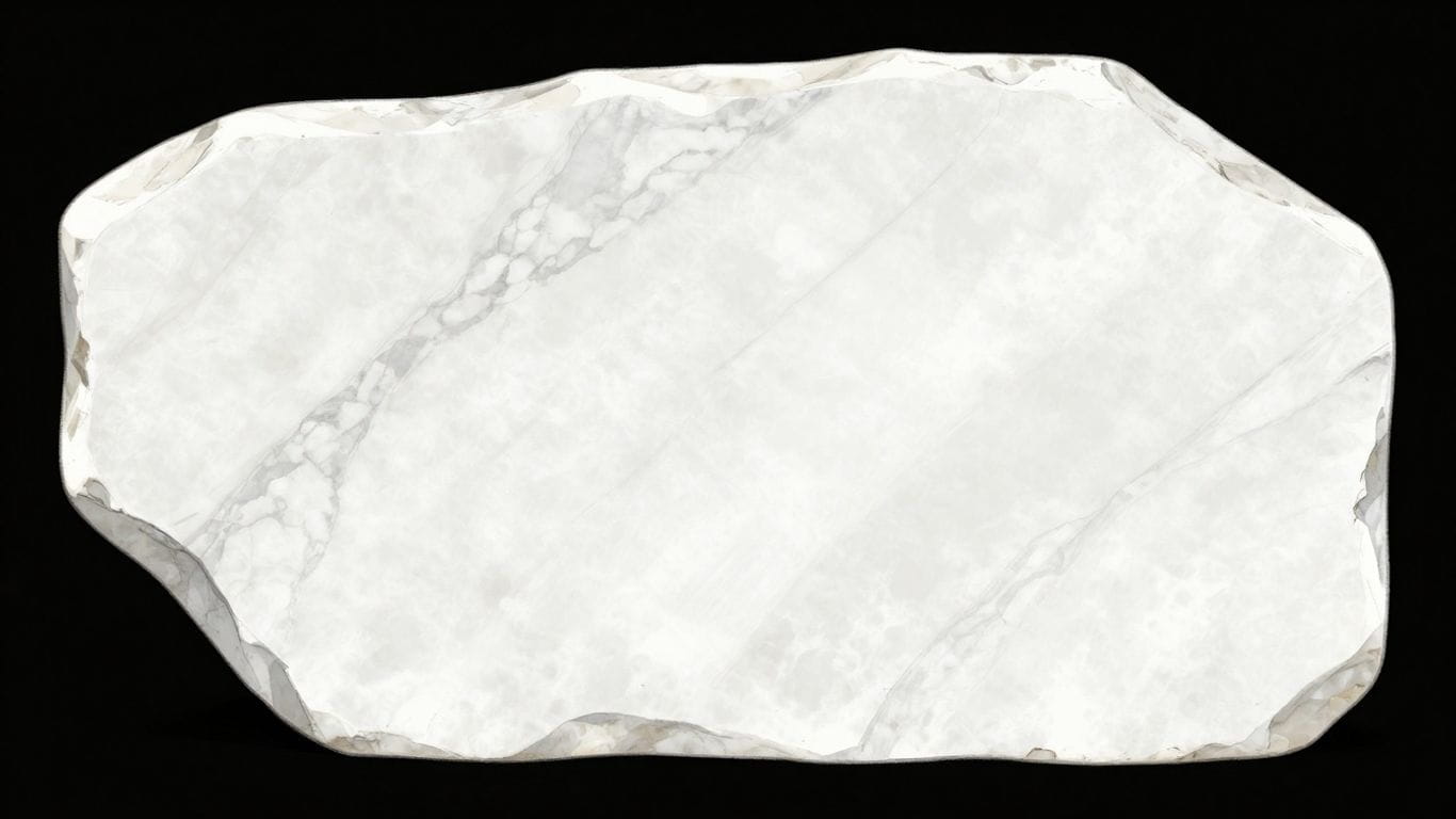 Thassos white marble slab sketch with subtle grey veining.