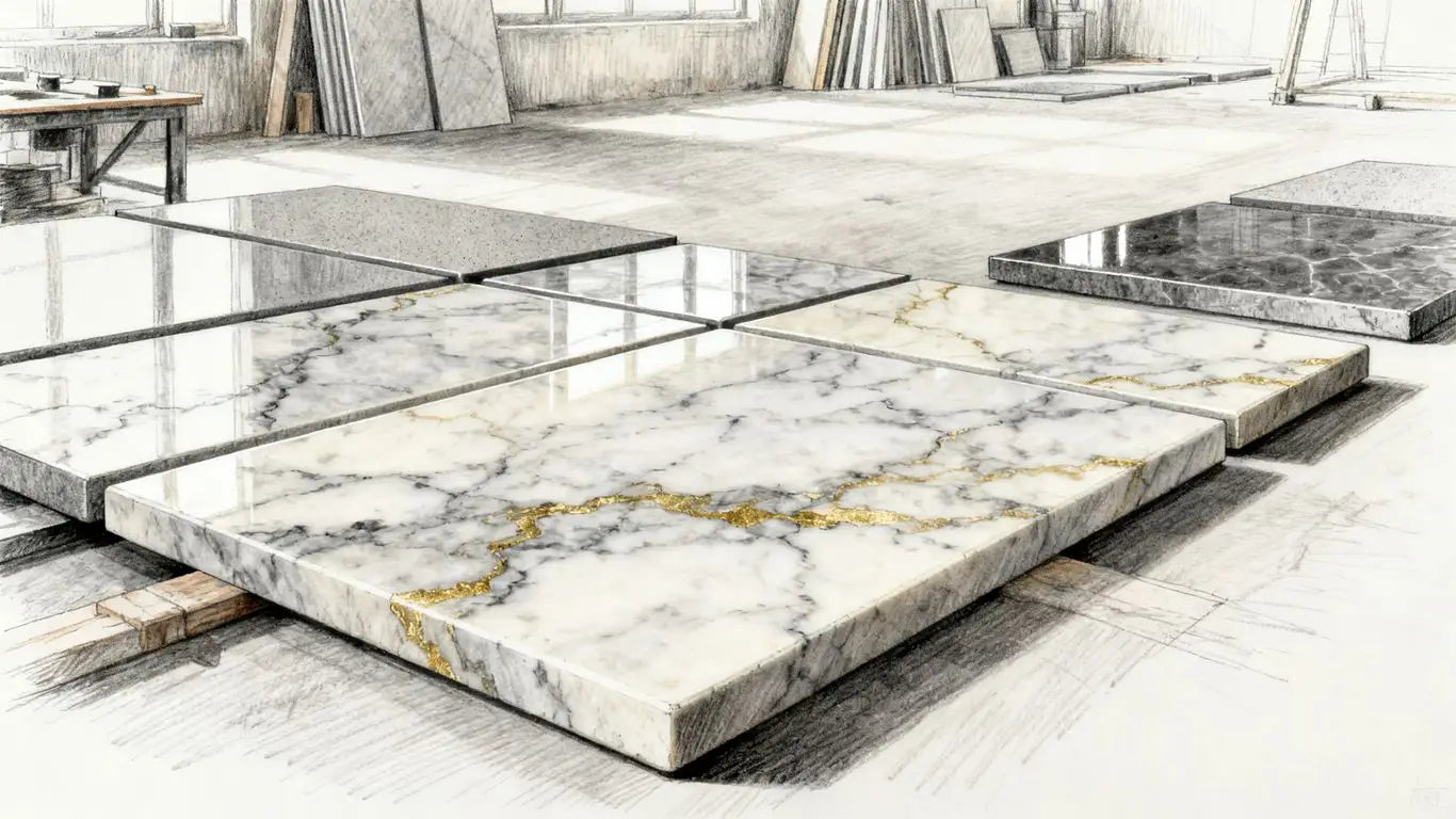 Natural stone tiles in light