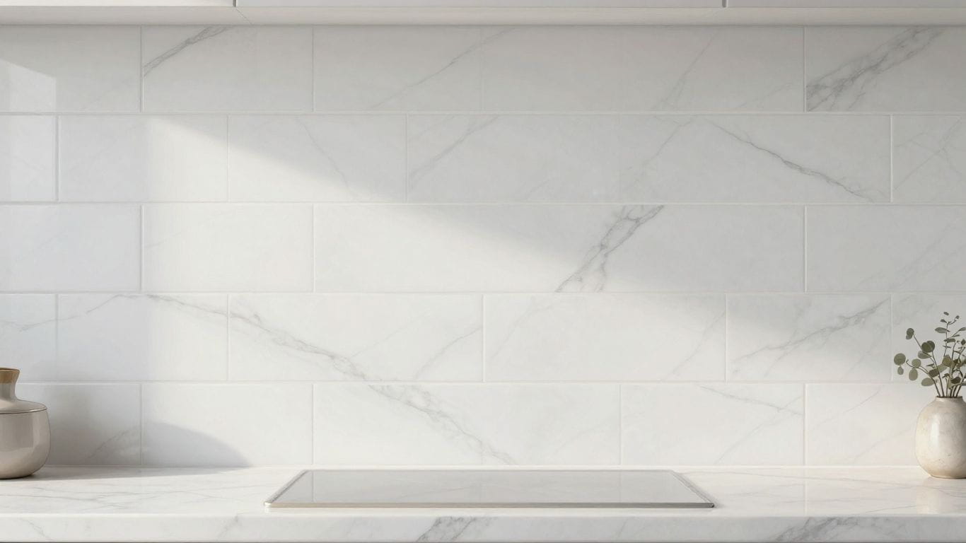 Luxury marble backsplash sketch in a kitchen.