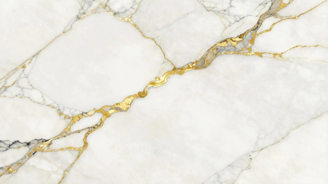 Calacatta Gold marble tiles with gold veining