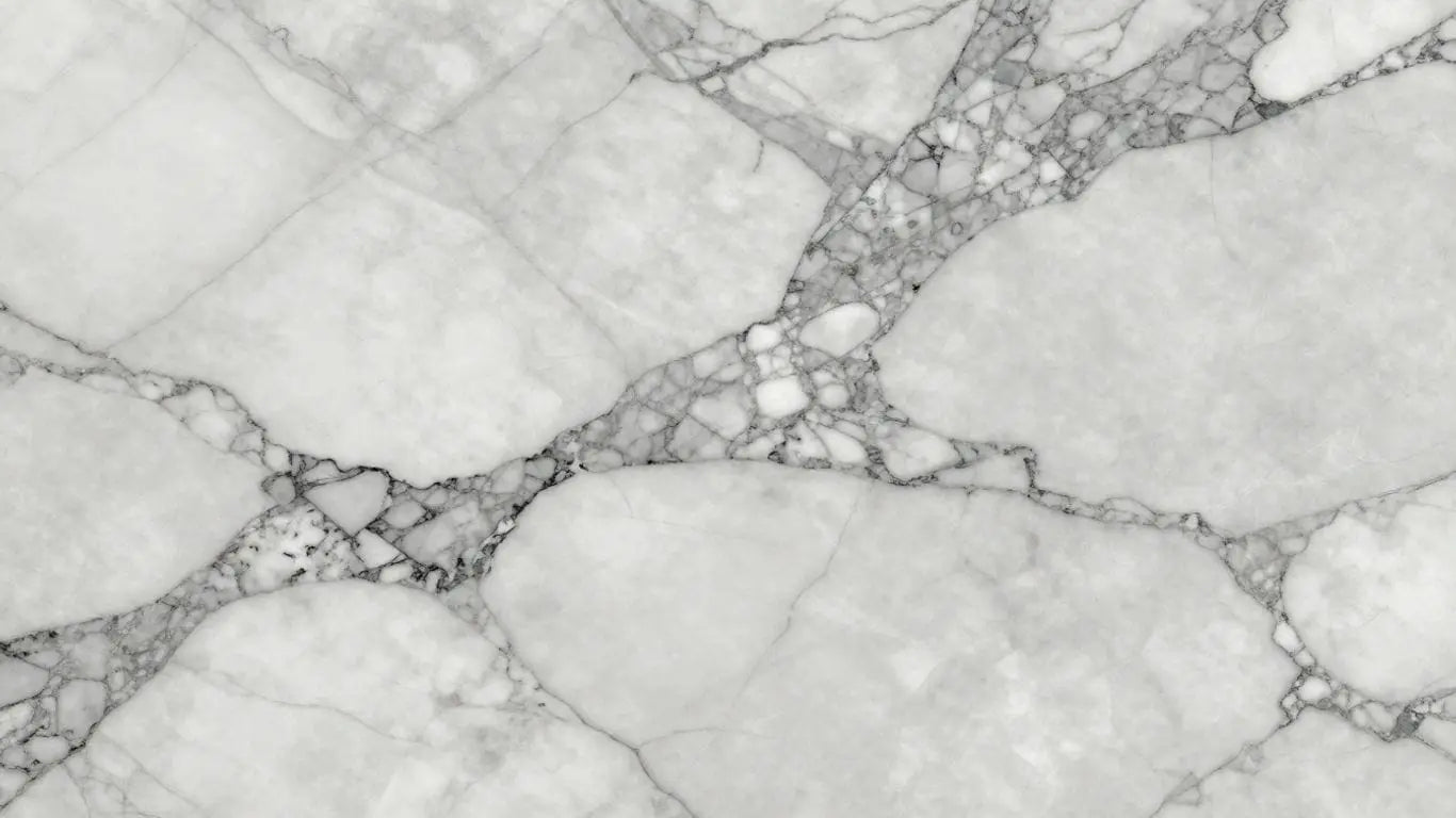 Statuario white marble tiles with grey veining