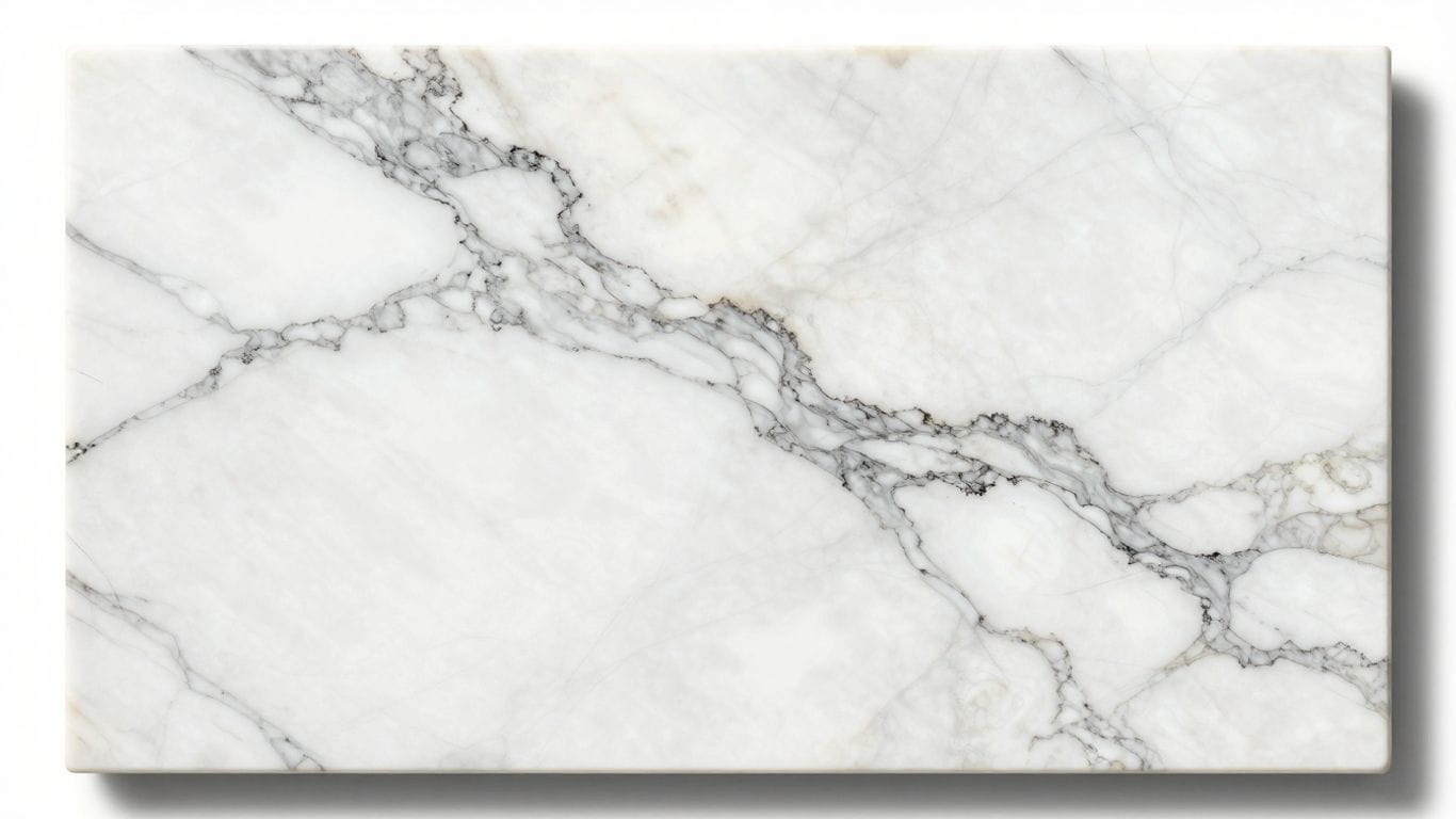 Arabescato marble sketch with grey veins on white