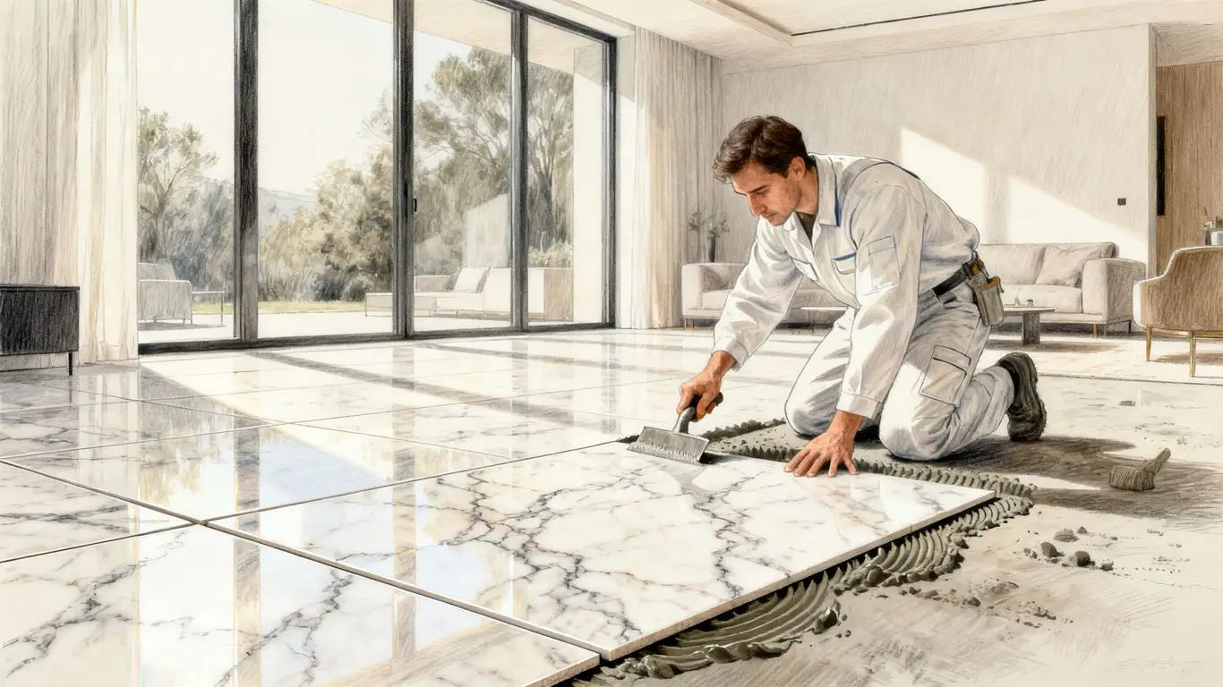 Installation of elegant stone flooring