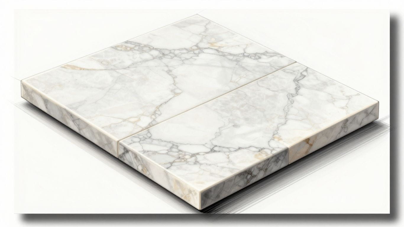 Statuario marble tiles with elegant veining