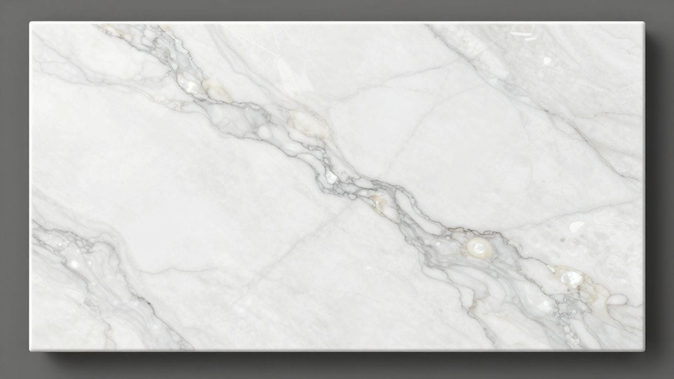 White pearl marble countertop sketch with elegant veining.