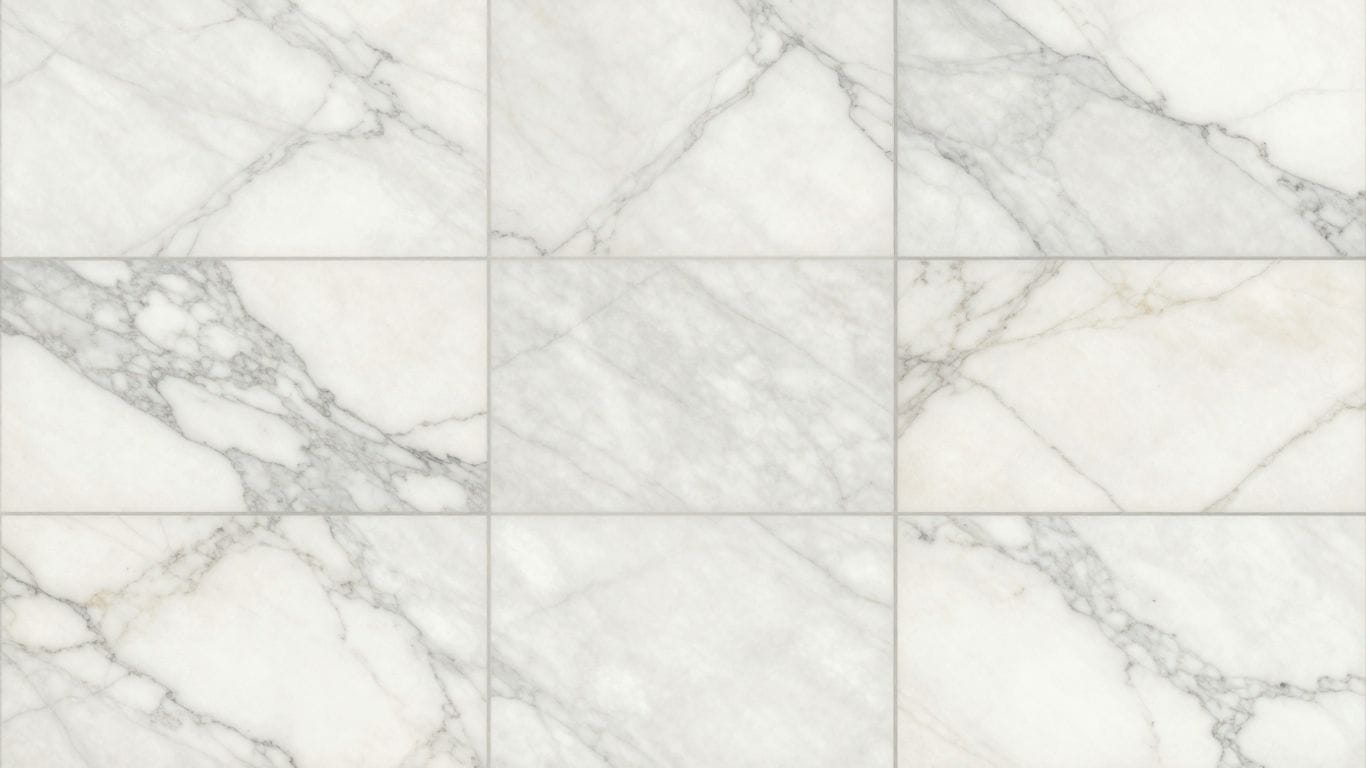 Carrara white marble tiles with grey veining