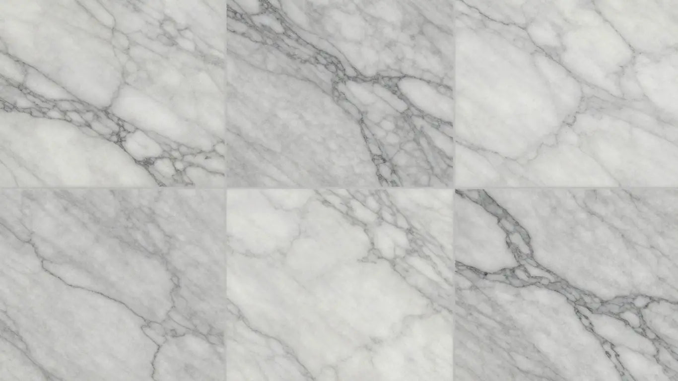 Carrara white marble tiles with grey veining