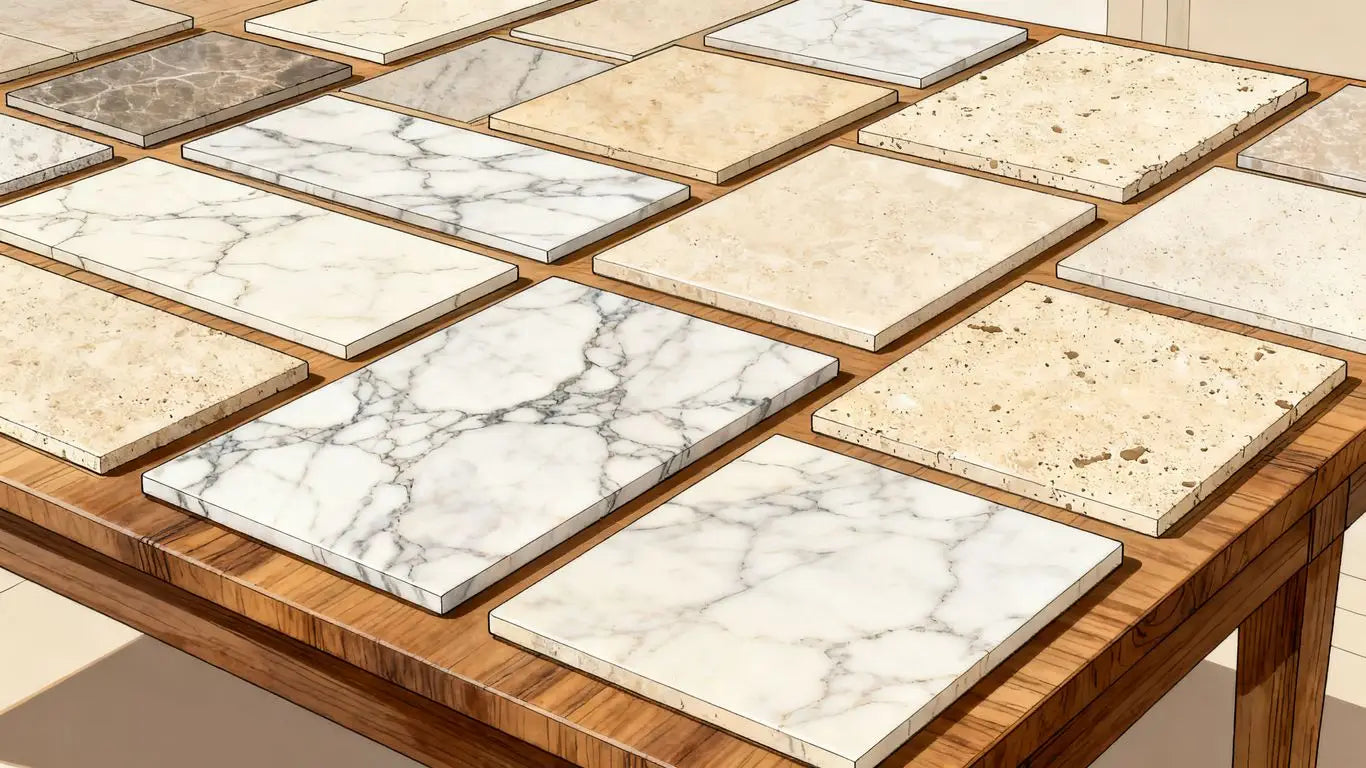 A refined selection of Italian marble tiles
