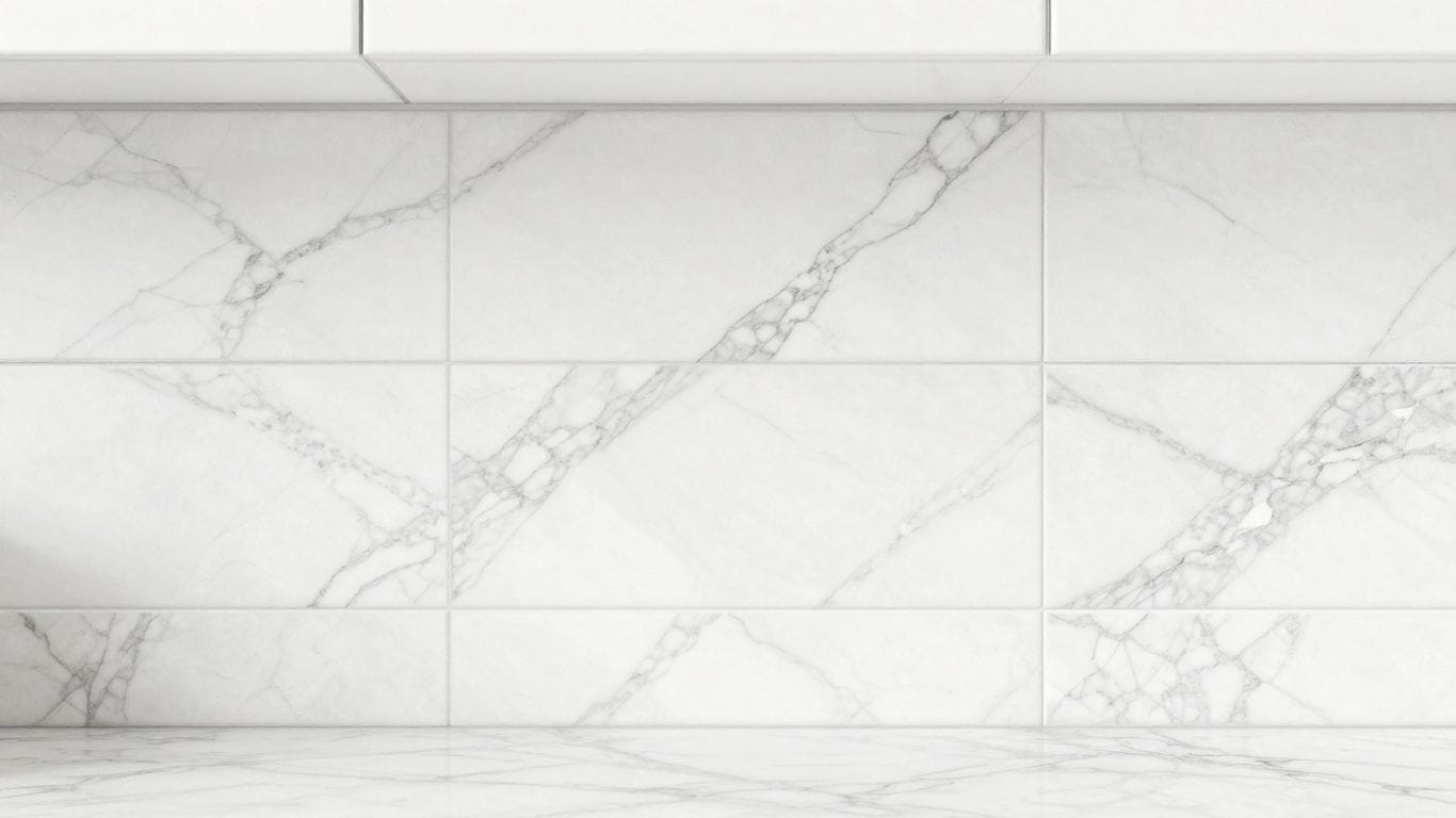 Thassos white marble kitchen backsplash sketch