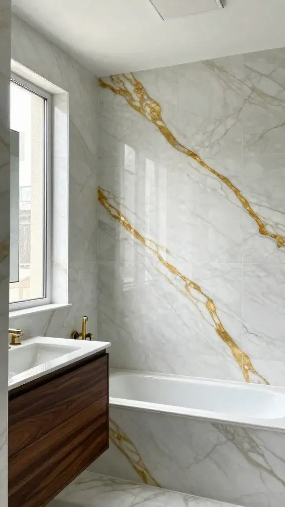 Warm Gold Veining in Calacatta Marble