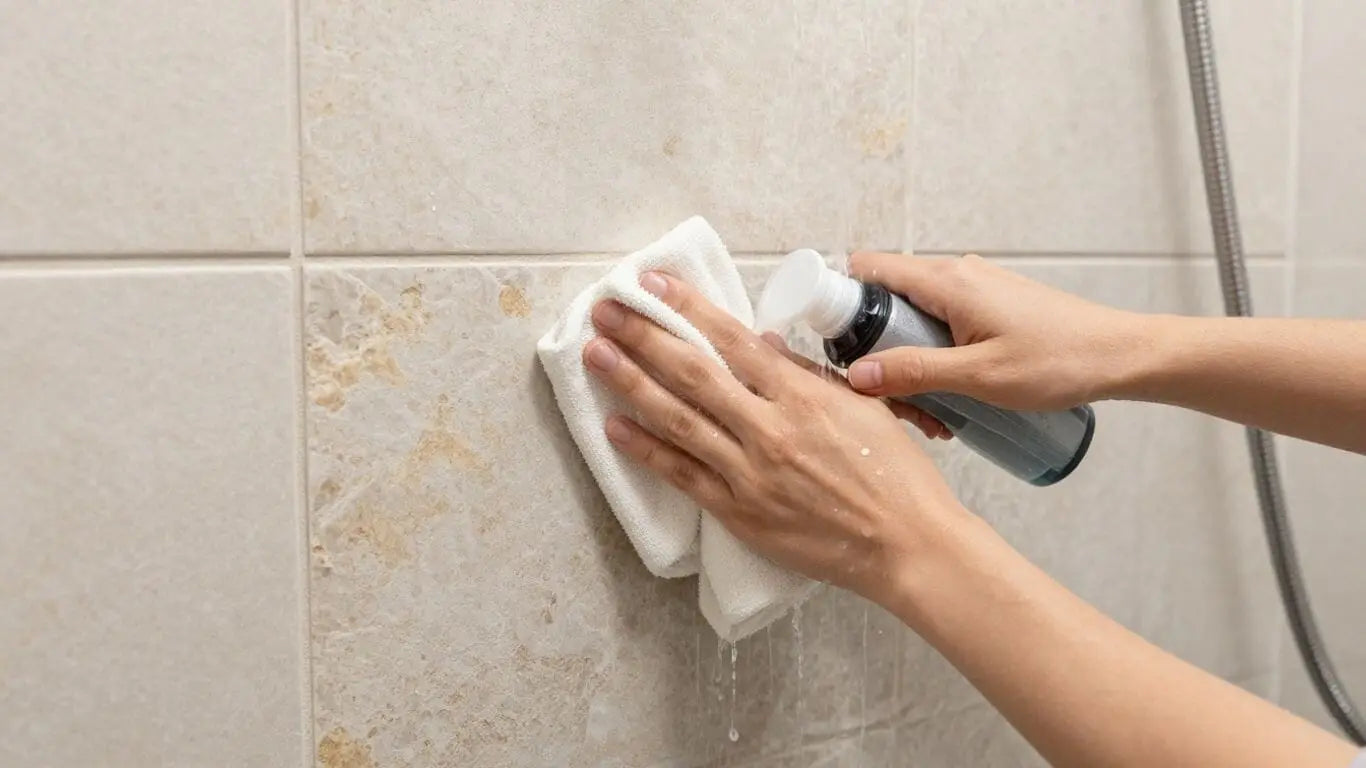 Sketch of cleaning natural stone shower tiles