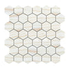 Hexagonal marble mosaic tile sheet of White Onyx Bianco-Vanilla polished finish