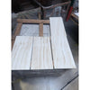 Stacked White Onyx Bianco-Vanilla marble-patterned tiles in polished mosaic design