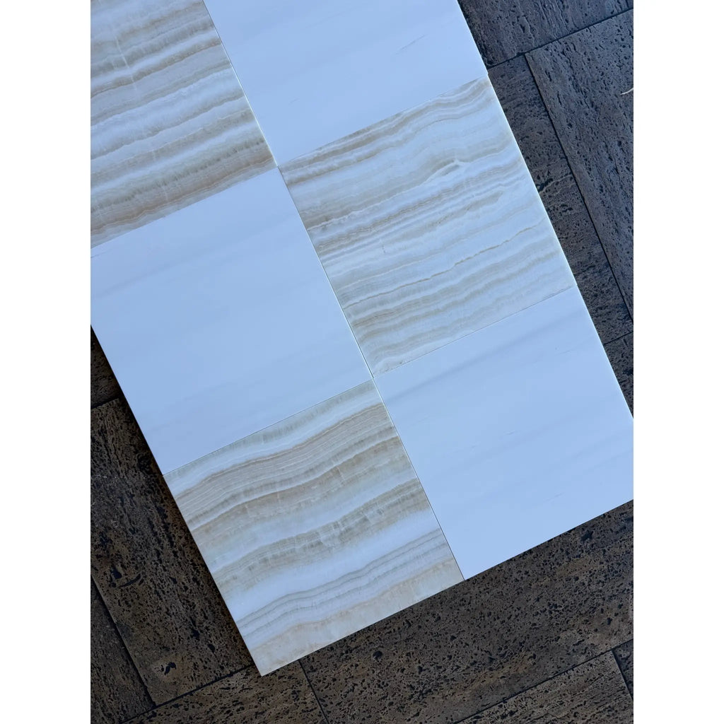 White Onyx Vanilla Onyx vein-cut 12x12 polished marble tiles