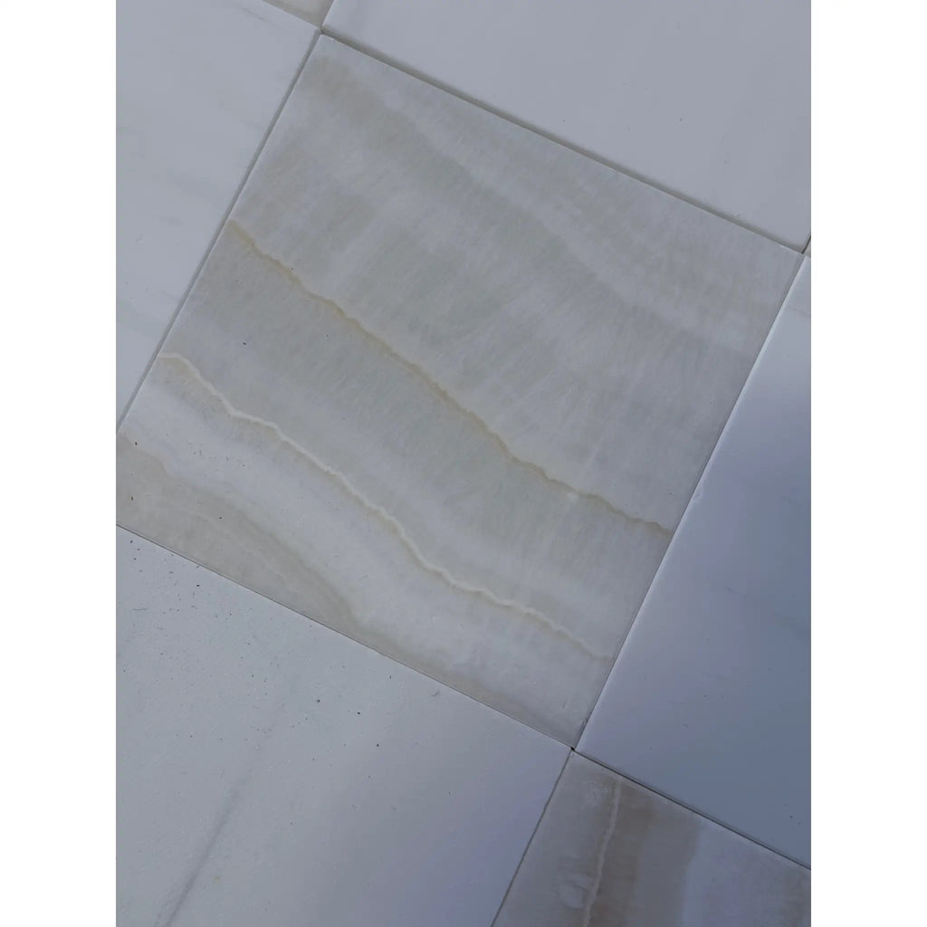 White Onyx Vanilla Onyx vein-cut 12x12 polished marble tile