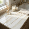 Beige white onyx vein-cut marble countertop with subtle veining and polished glossy finish 12x24 inches