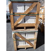Stacked wooden crate holding white rectangular white pearl and botticino beige marble 12x12 polished or honed tiles