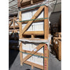 Stacked wooden pallets secure white pearl botticino beige marble 12x12 polished or honed tiles with green straps and plastic wrap