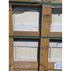 Wooden pallet with green straps securing white pearl botticino beige marble 12x12 polished or honed panels