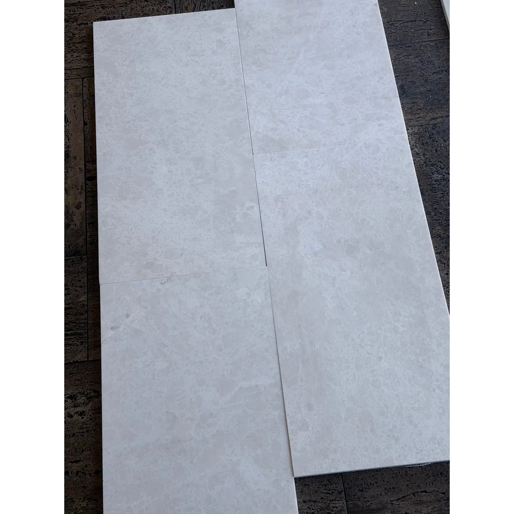 Light gray White Pearl marble-effect 12x24 polished floor tiles