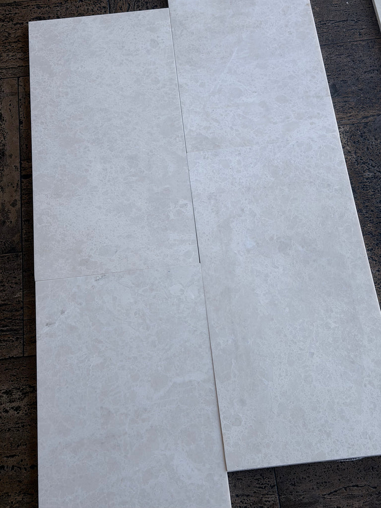 Light gray White Pearl marble-effect 12x24 polished floor tiles