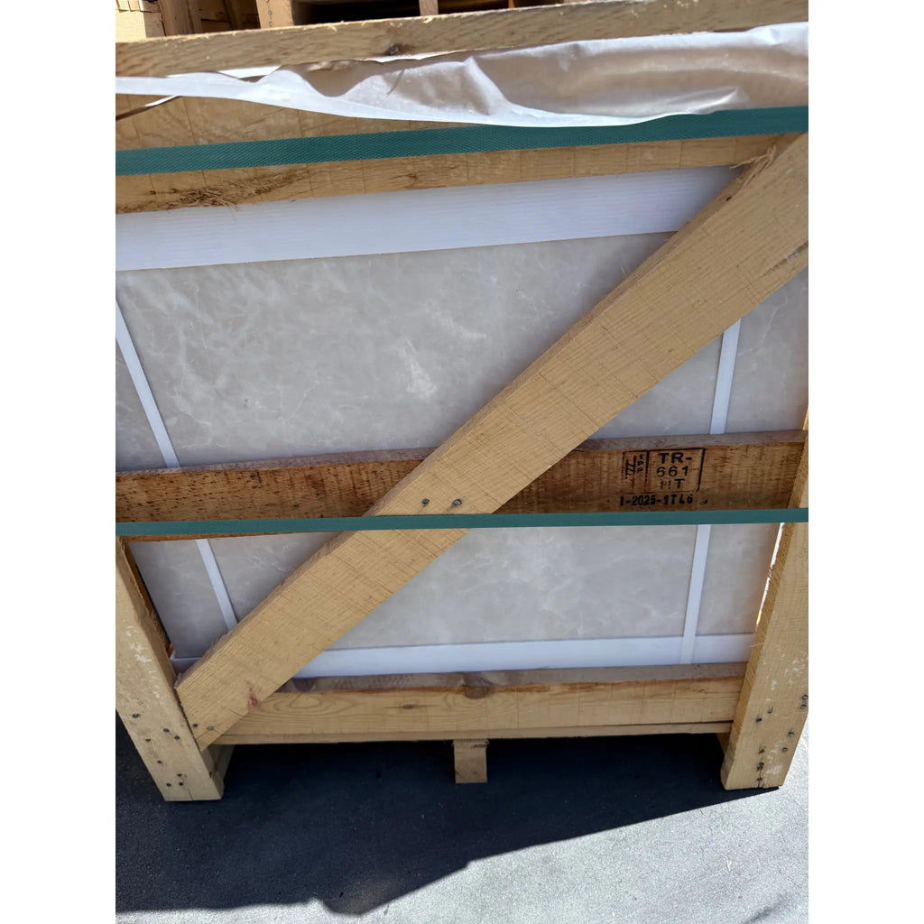Crated White Pearl or Botticino Beige Marble 24x24 polished or honed slab image