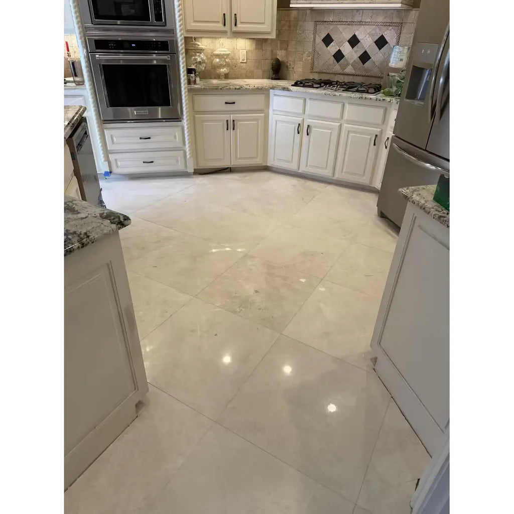 White Pearl Botticino Beige Marble 24x24 Polished Kitchen Floor Tiles