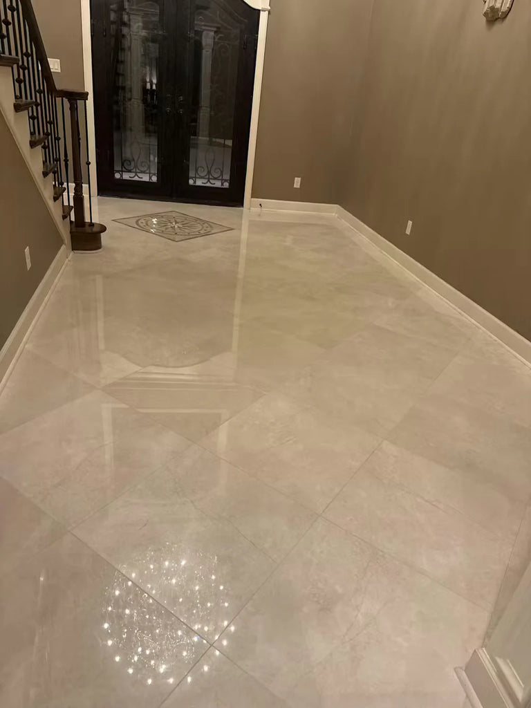 Shiny White Pearl Botticino Beige Marble 24x24 Polished Floor Tiles