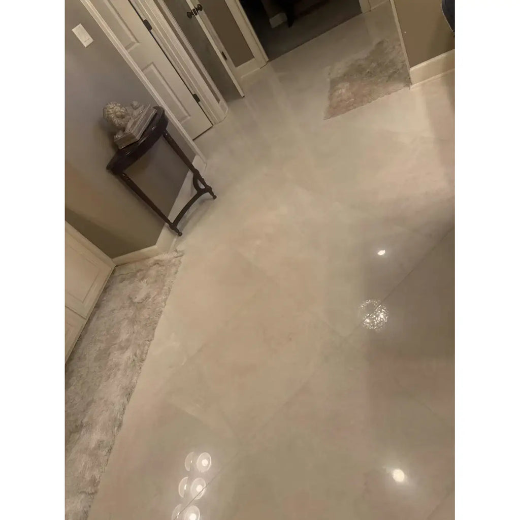 Shiny White Pearl Botticino Beige Marble 24x24 Polished Floor Tiles