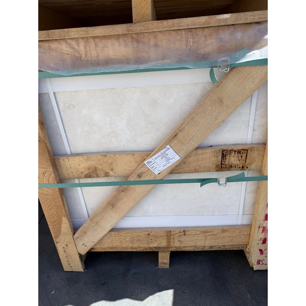 Wooden shipping crate for White Pearl and Botticino Beige Marble tiles 24x24