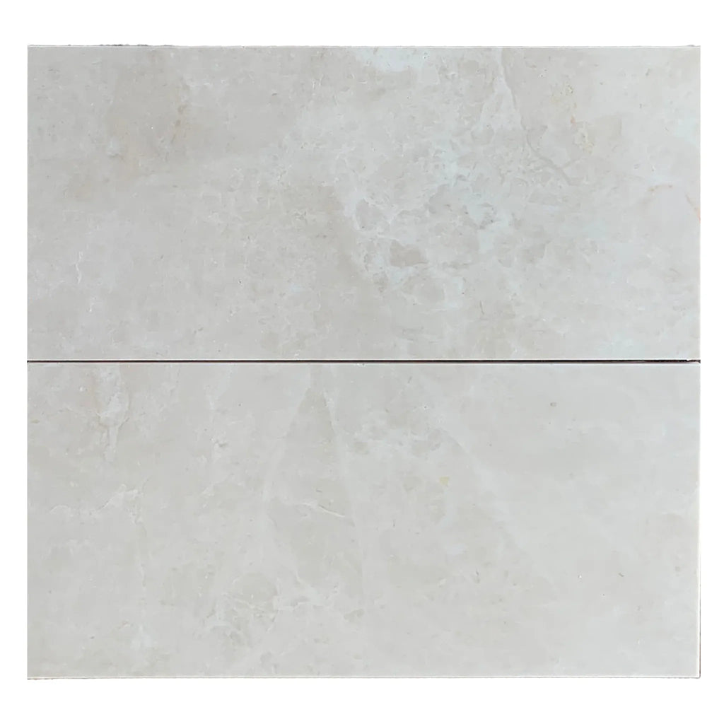 Two Light Gray Marble Tiles from White Pearl/Botticino Beige Marble 6X12 Collection