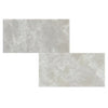 Two rectangular White Pearl and Botticino Beige marble tiles, polished or honed