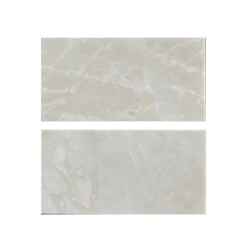 Two rectangular White Pearl and Botticino Beige marble tiles 6X12 polished or honed