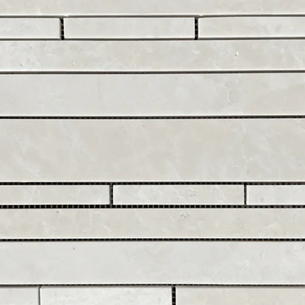 Rectangular white tile mosaic of White Pearl Botticino Beige Marble polished finish