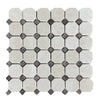 White Pearl and Botticino Beige Marble Octagon with Emperador Dark Dots Mosaic Tile Sheet