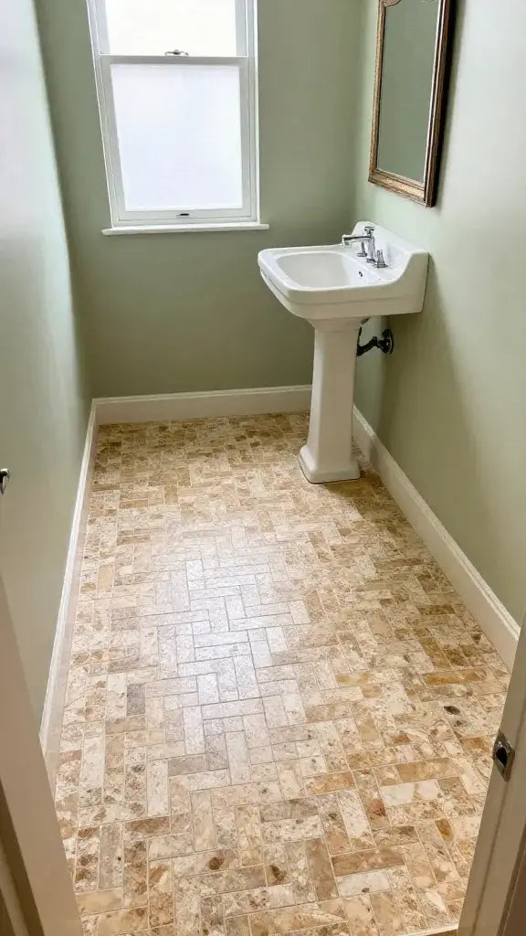 Classic Basketweave Patterns in Small Bathrooms