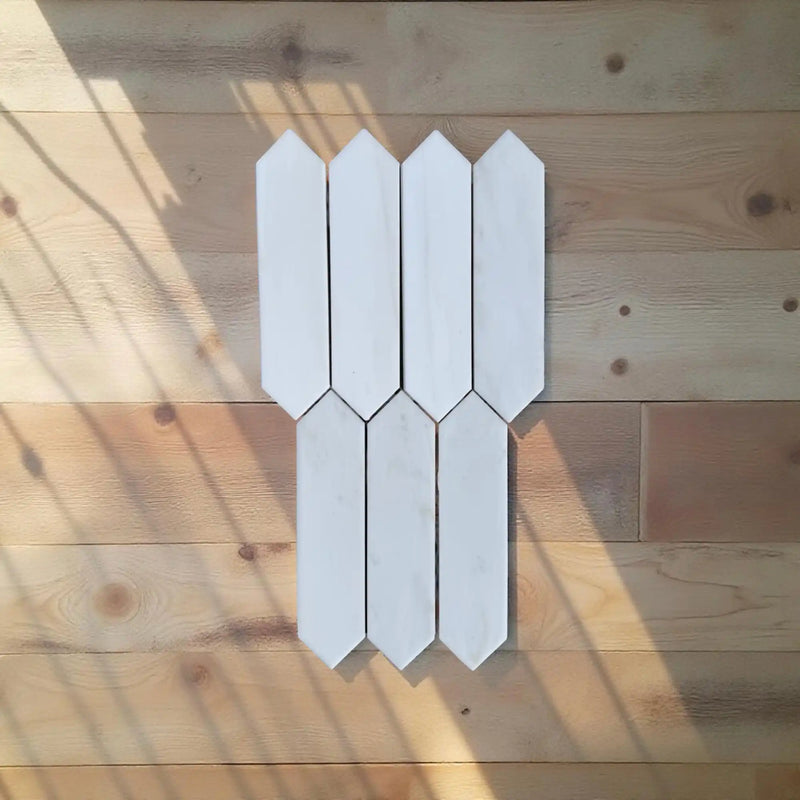 White picket-shaped tiles.