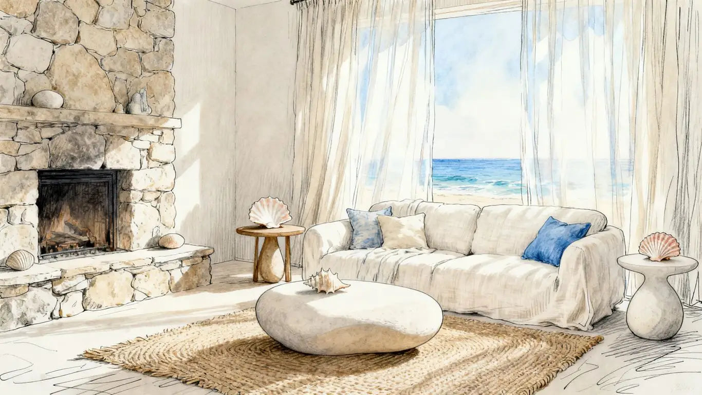 Interior view featuring natural light and stone