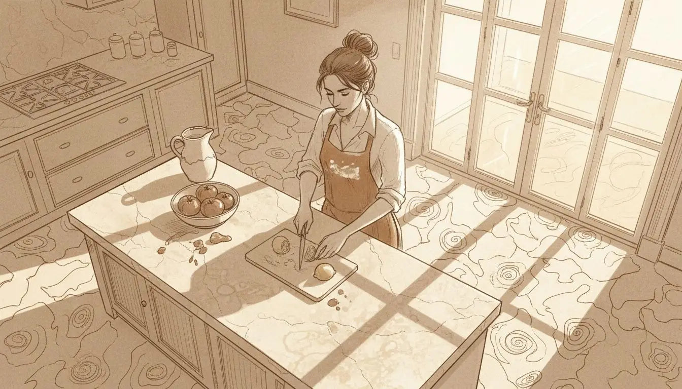 Penthouse kitchen with travertine countertops