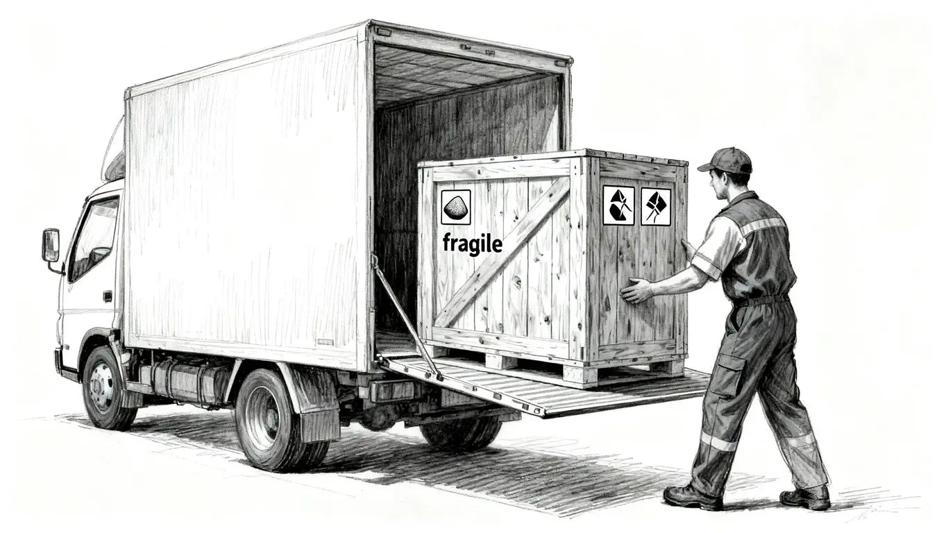 Insured stone delivery truck