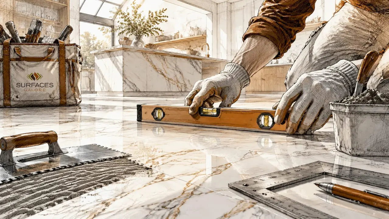Leveling substrate for travertine tile installation