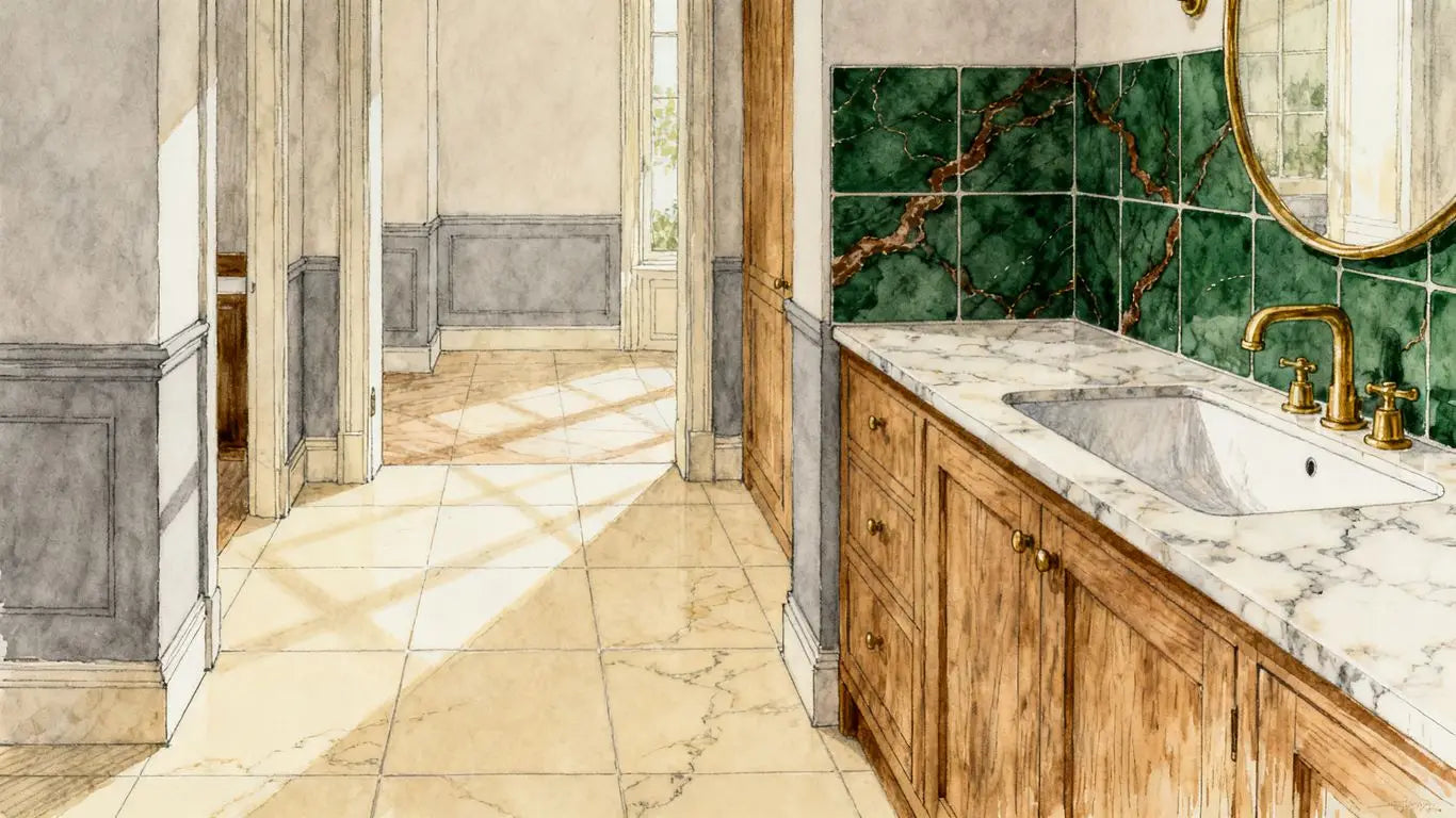 Warm marble colors in elegant interiors